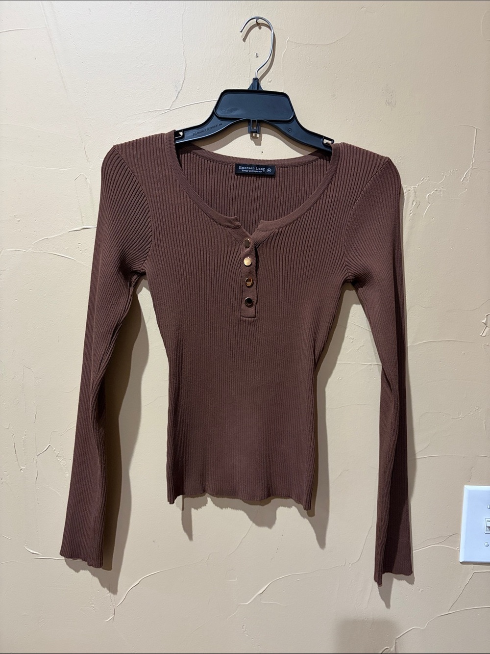 NWOT Emerson Lang Long Sleeve Ribbed Top